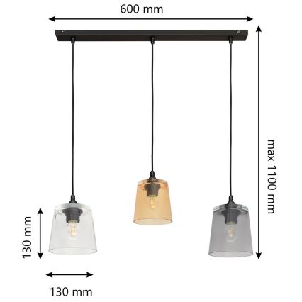 Lustra ar auklu LUCEA 3xE27/15W/230V
