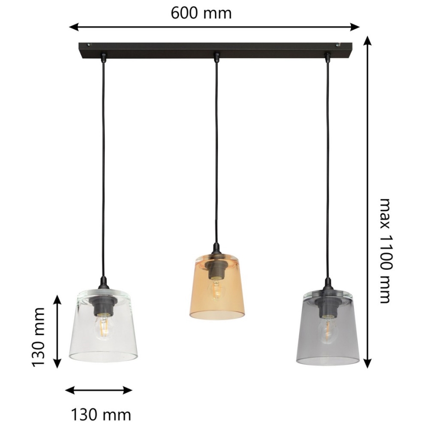 Lustra ar auklu LUCEA 3xE27/15W/230V