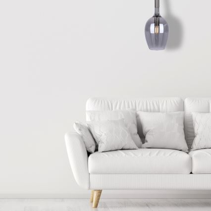 Lustra ar auklu LUGANO 1xE14/40W/230V pelēka
