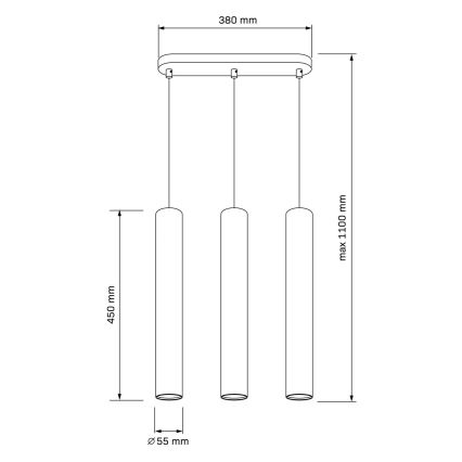 Lustra ar auklu LUNGOMARE 3xGU10/10W/230V matēts hroms