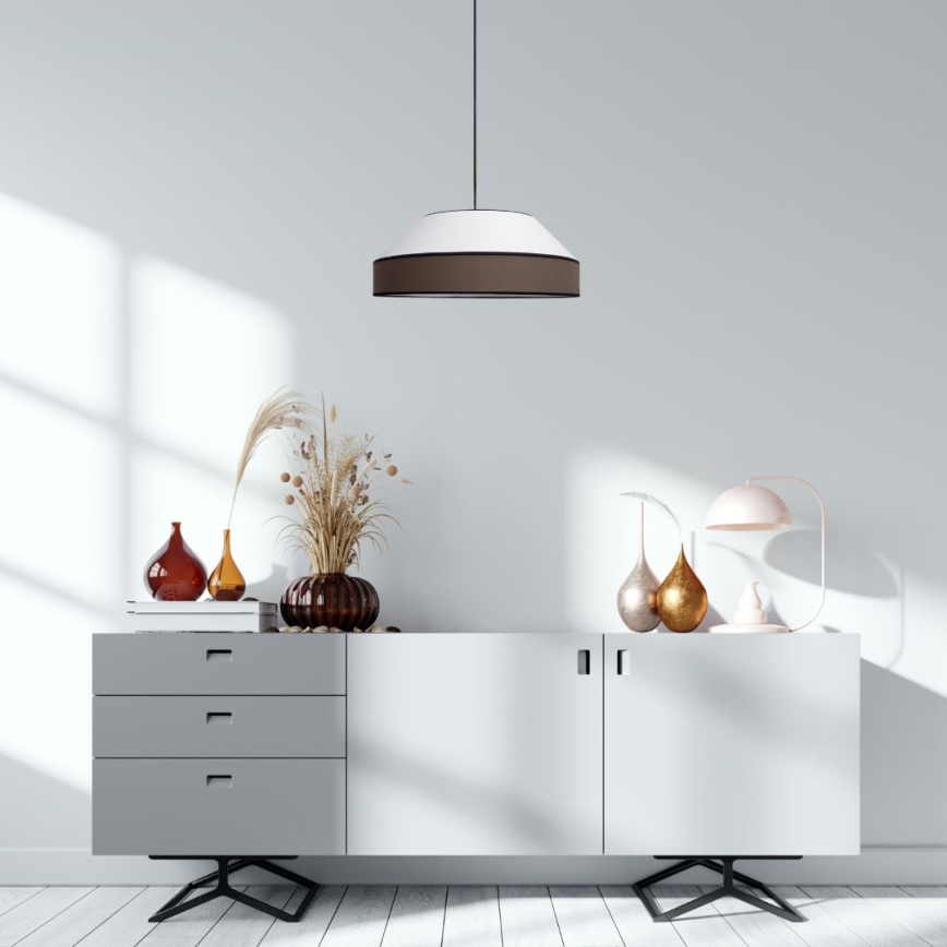 Lustra ar auklu MANISO 1xE27/60W/230V d. 45 cm balta/brūna