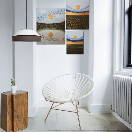 Lustra ar auklu MANISO 1xE27/60W/230V d. 45 cm balta/brūna