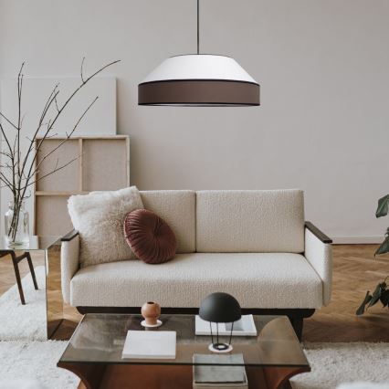 Lustra ar auklu MANISO 1xE27/60W/230V d. 45 cm balta/brūna