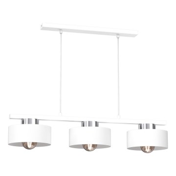 Lustra ar auklu MARTI 3xE27/15W/230V balta/spīdīgi hromēts