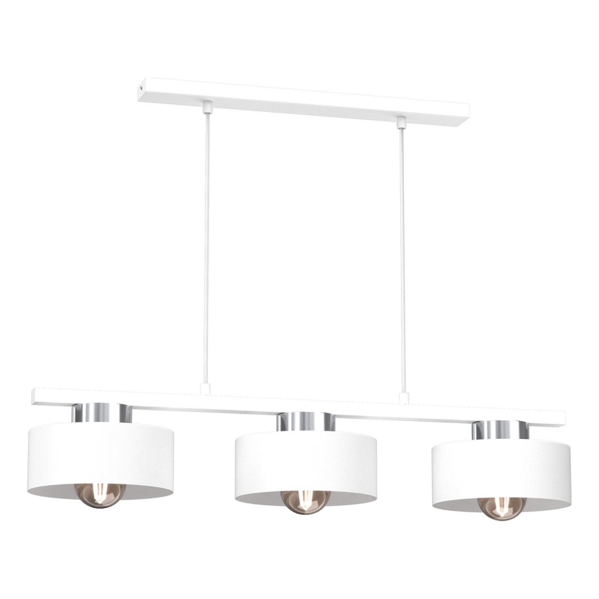 Lustra ar auklu MARTI 3xE27/15W/230V balta/spīdīgi hromēts