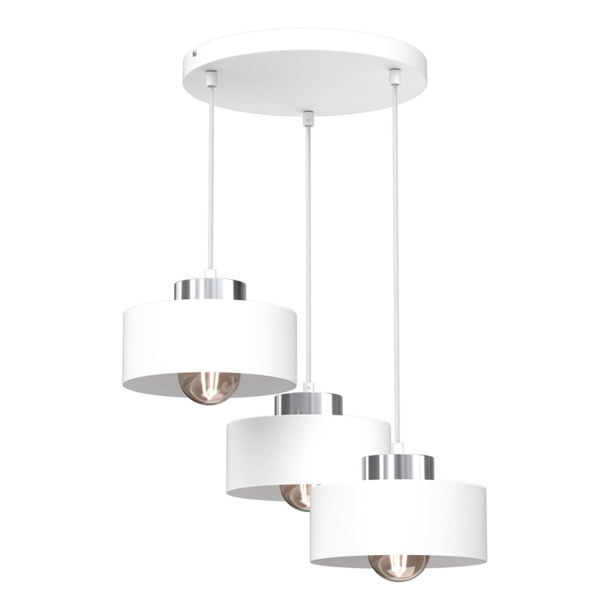 Lustra ar auklu MARTI 3xE27/15W/230V balta/spīdīgi hromēts