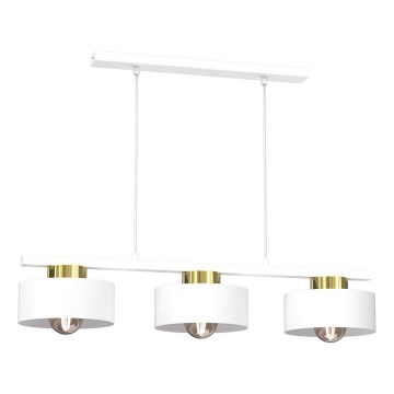 Lustra ar auklu MARTI 3xE27/15W/230V balta/zelta