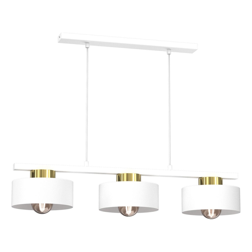 Lustra ar auklu MARTI 3xE27/15W/230V balta/zelta