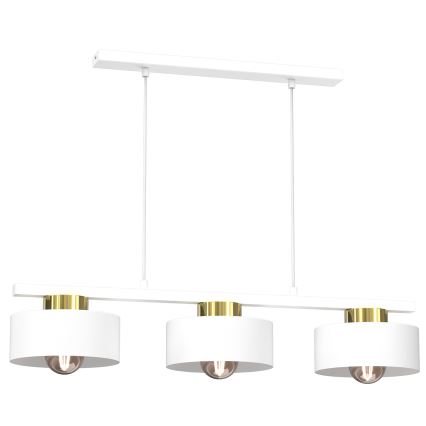 Lustra ar auklu MARTI 3xE27/15W/230V balta/zelta