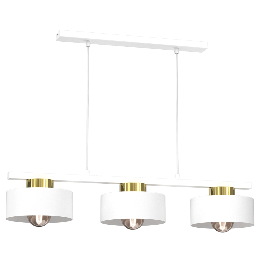 Lustra ar auklu MARTI 3xE27/15W/230V balta/zelta