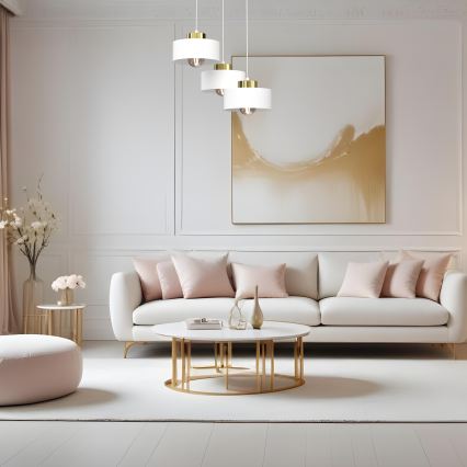 Lustra ar auklu MARTI 3xE27/15W/230V balta/zelta