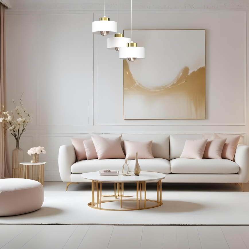 Lustra ar auklu MARTI 3xE27/15W/230V balta/zelta