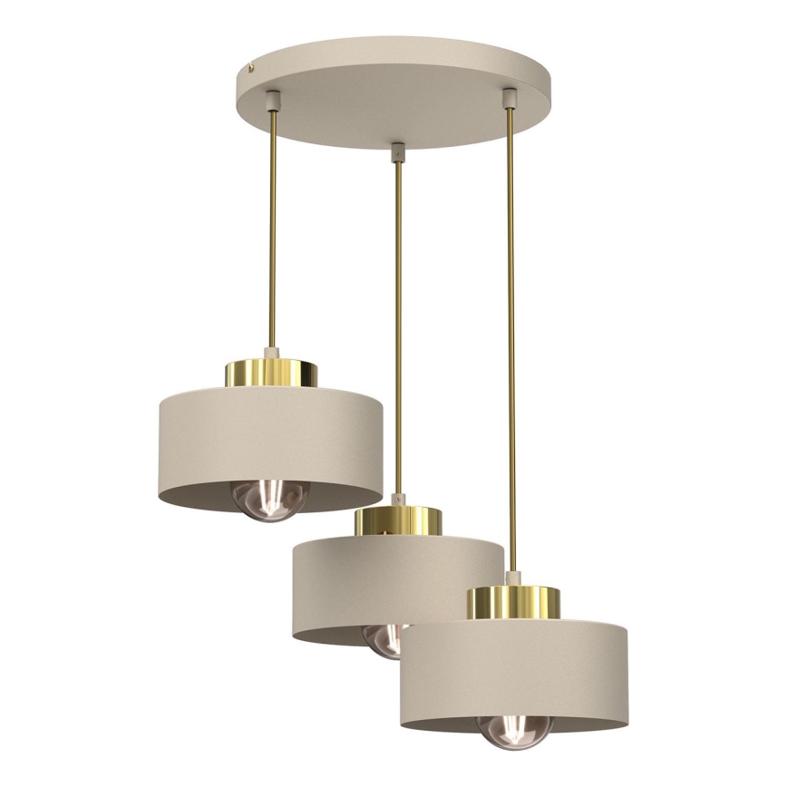 Lustra ar auklu MARTI 3xE27/15W/230V bēša/zelta