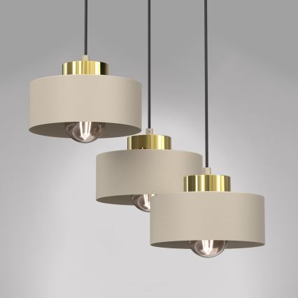 Lustra ar auklu MARTI 3xE27/15W/230V bēša/zelta