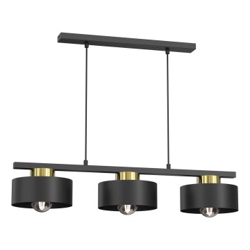 Lustra ar auklu MARTI 3xE27/15W/230V melna/zelta