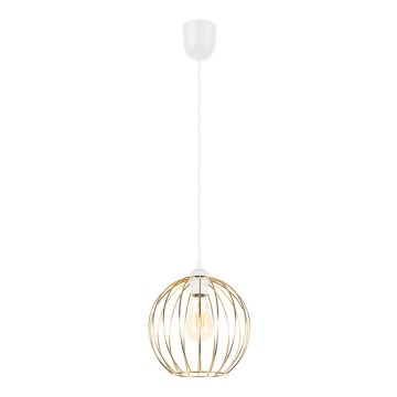 Lustra ar auklu MATT 1xE27/60W/230V balta/zeltaina