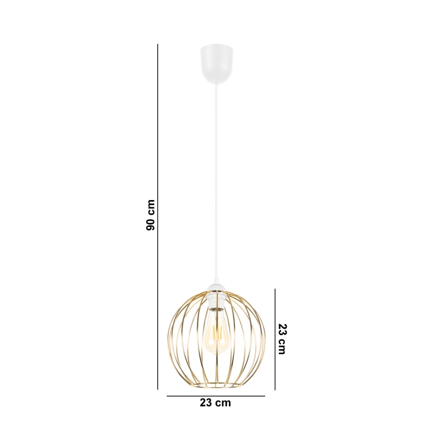Lustra ar auklu MATT 1xE27/60W/230V balta/zeltaina