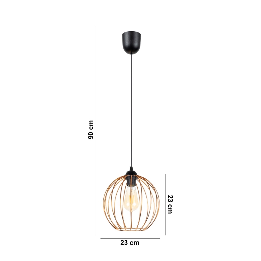 Lustra ar auklu MATT 1xE27/60W/230V melna/vara