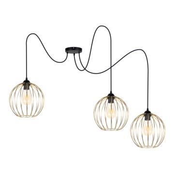 Lustra ar auklu MATT 3xE27/60W/230V zirneklis melna/zelta