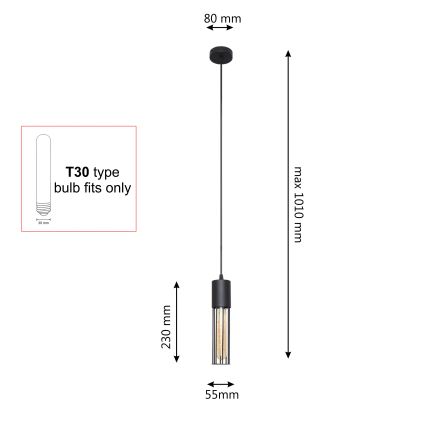 Lustra ar auklu MELODY 1xE27/15W/230V melna