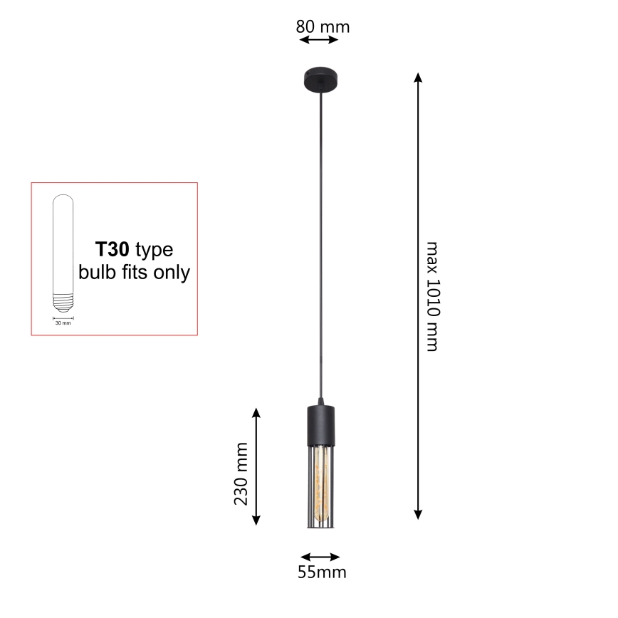 Lustra ar auklu MELODY 1xE27/15W/230V melna