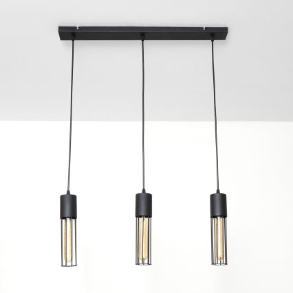 Lustra ar auklu MELODY 3xE27/15W/230V melna