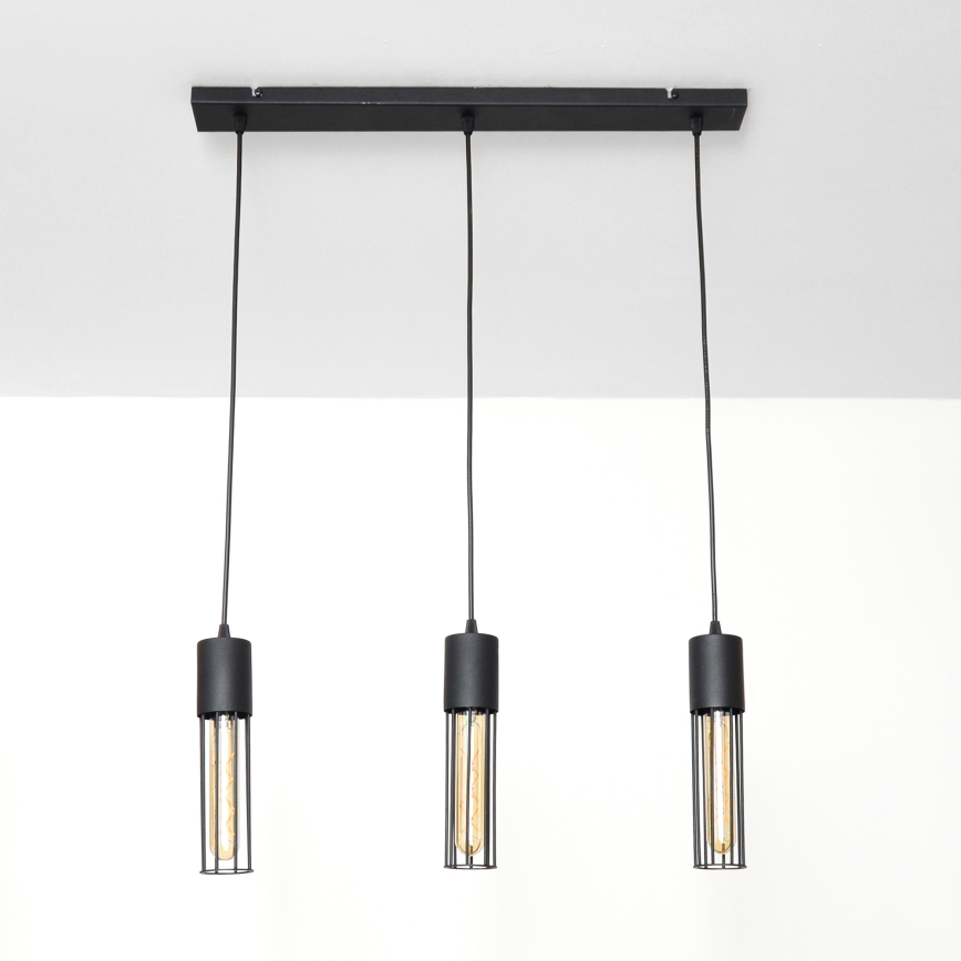 Lustra ar auklu MELODY 3xE27/15W/230V melna