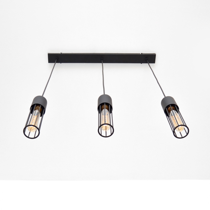 Lustra ar auklu MELODY 3xE27/15W/230V melna