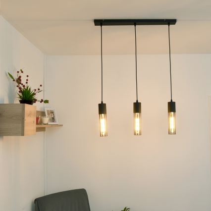 Lustra ar auklu MELODY 3xE27/15W/230V melna