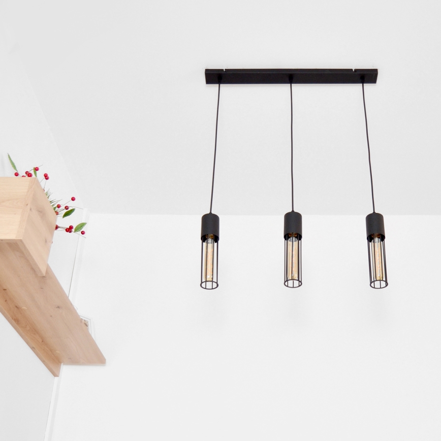 Lustra ar auklu MELODY 3xE27/15W/230V melna