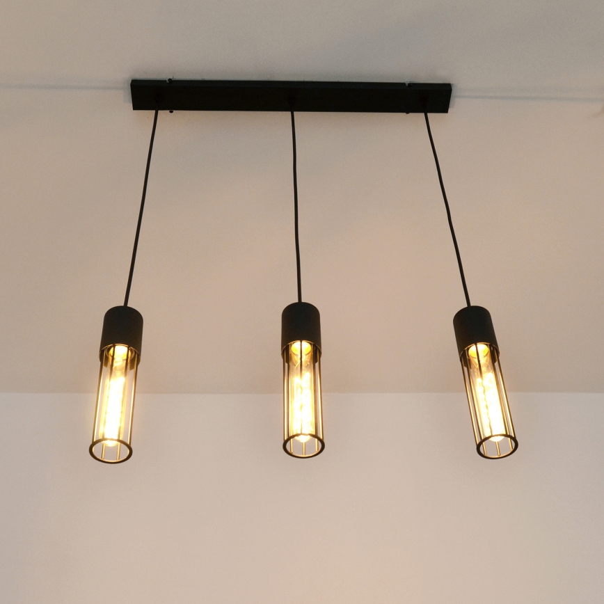 Lustra ar auklu MELODY 3xE27/15W/230V melna