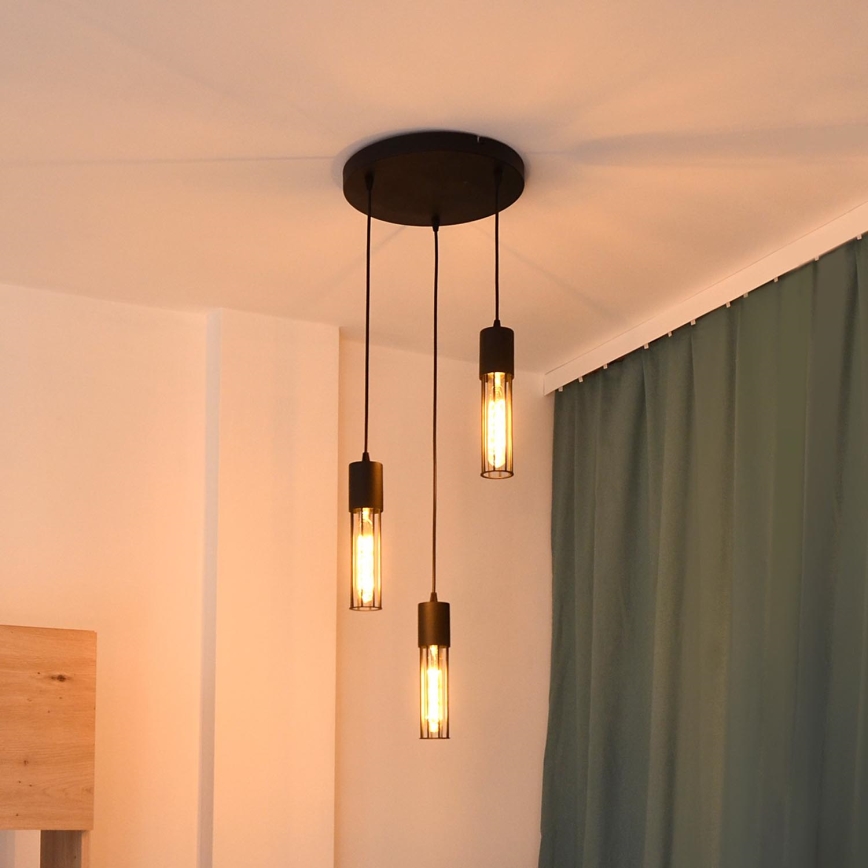 Lustra ar auklu MELODY 3xE27/15W/230V melna