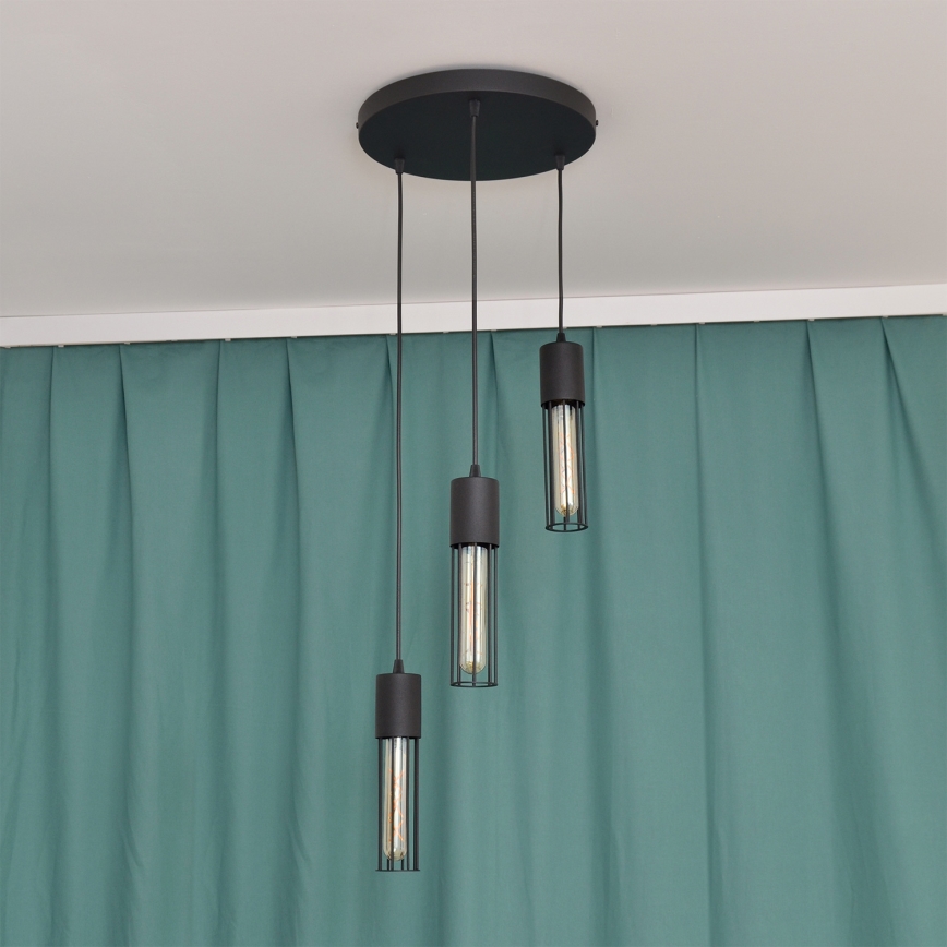 Lustra ar auklu MELODY 3xE27/15W/230V melna