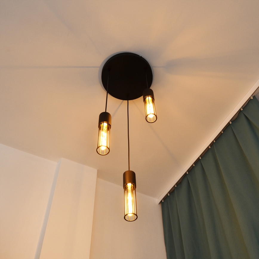 Lustra ar auklu MELODY 3xE27/15W/230V melna