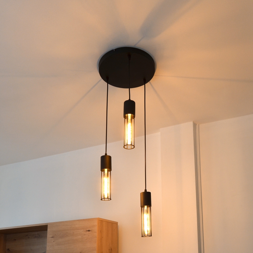 Lustra ar auklu MELODY 3xE27/15W/230V melna