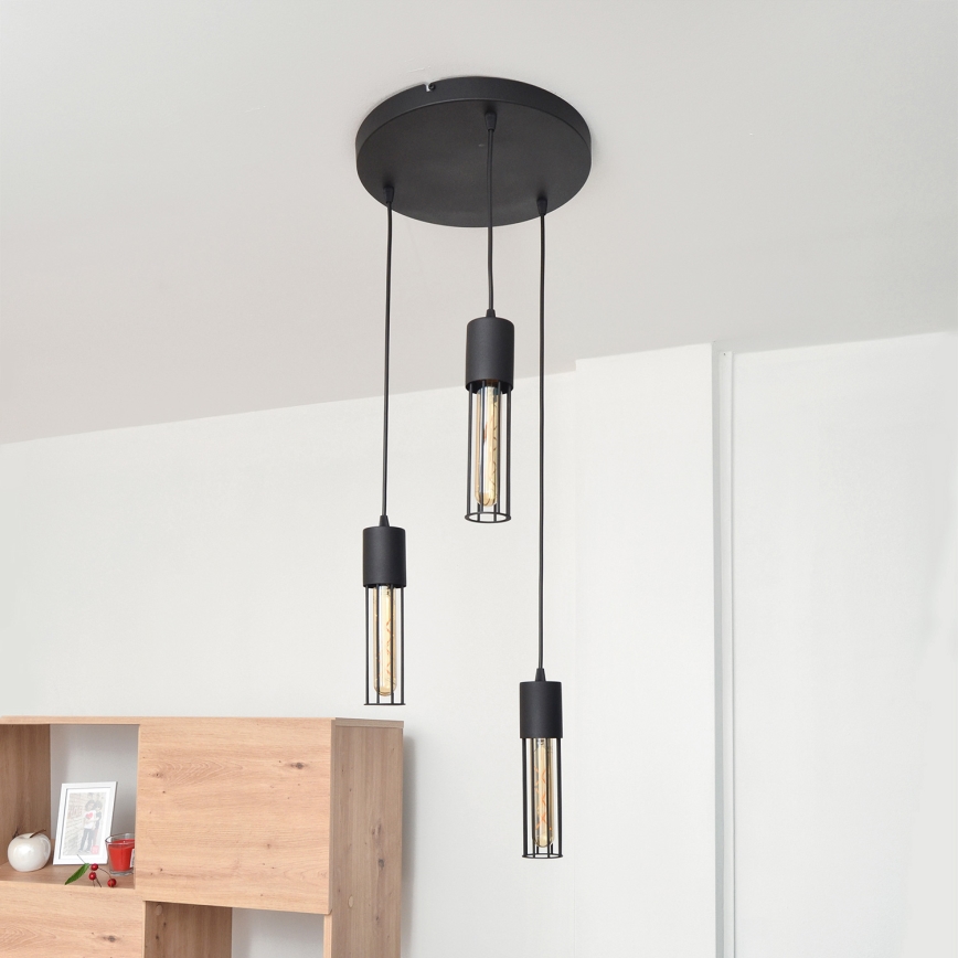 Lustra ar auklu MELODY 3xE27/15W/230V melna