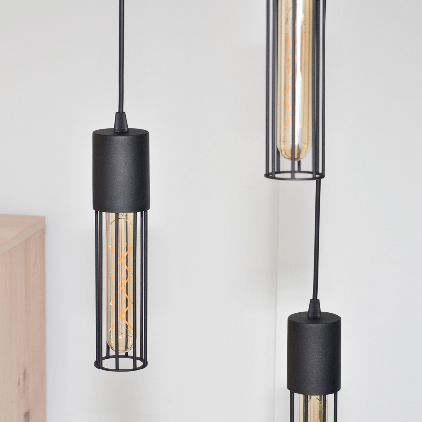 Lustra ar auklu MELODY 3xE27/15W/230V melna