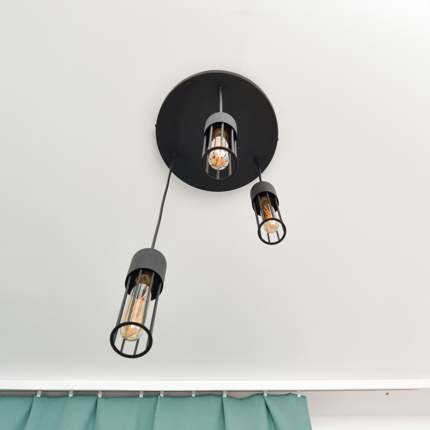 Lustra ar auklu MELODY 3xE27/15W/230V melna