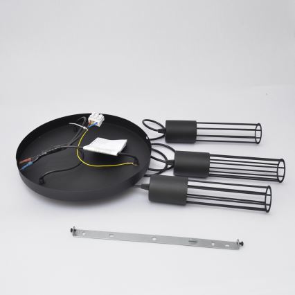 Lustra ar auklu MELODY 3xE27/15W/230V melna