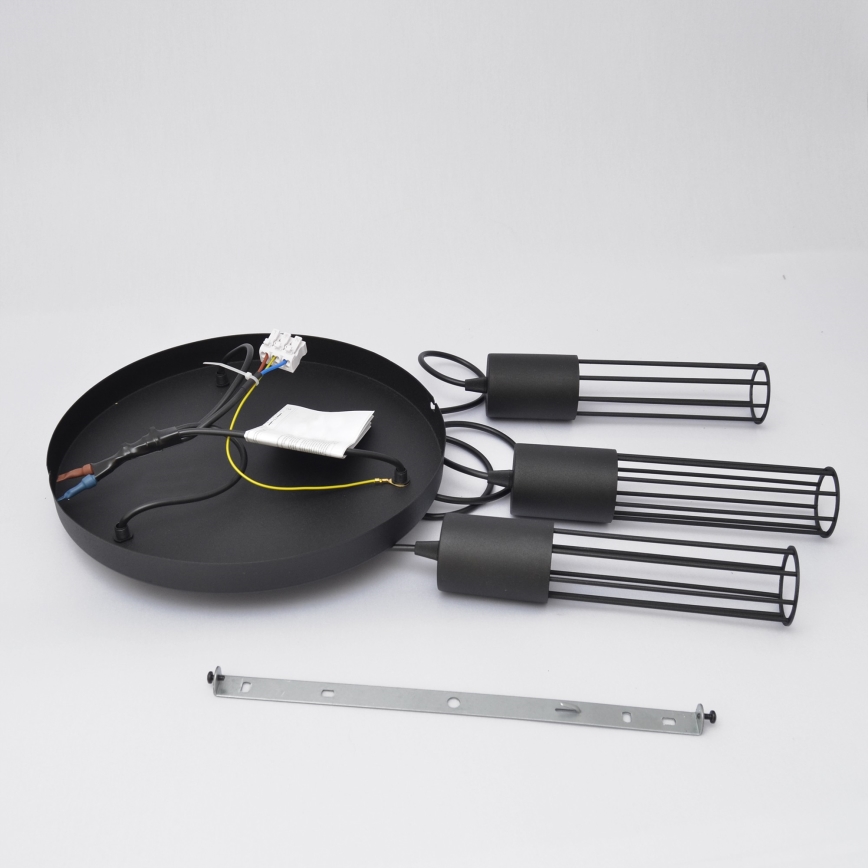 Lustra ar auklu MELODY 3xE27/15W/230V melna