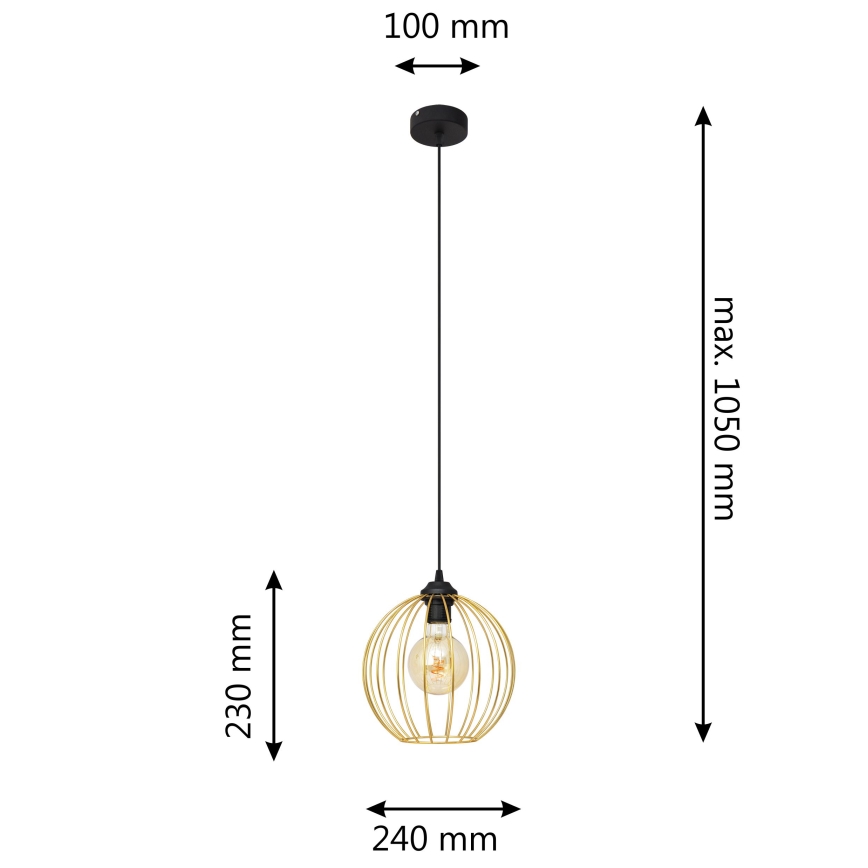 Lustra ar auklu MERCURE 1xE27/15W/230V zelta/melna