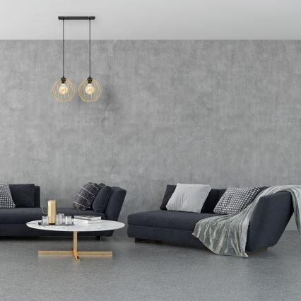 Lustra ar auklu MERCURE 2xE27/15W/230V zelta/melna