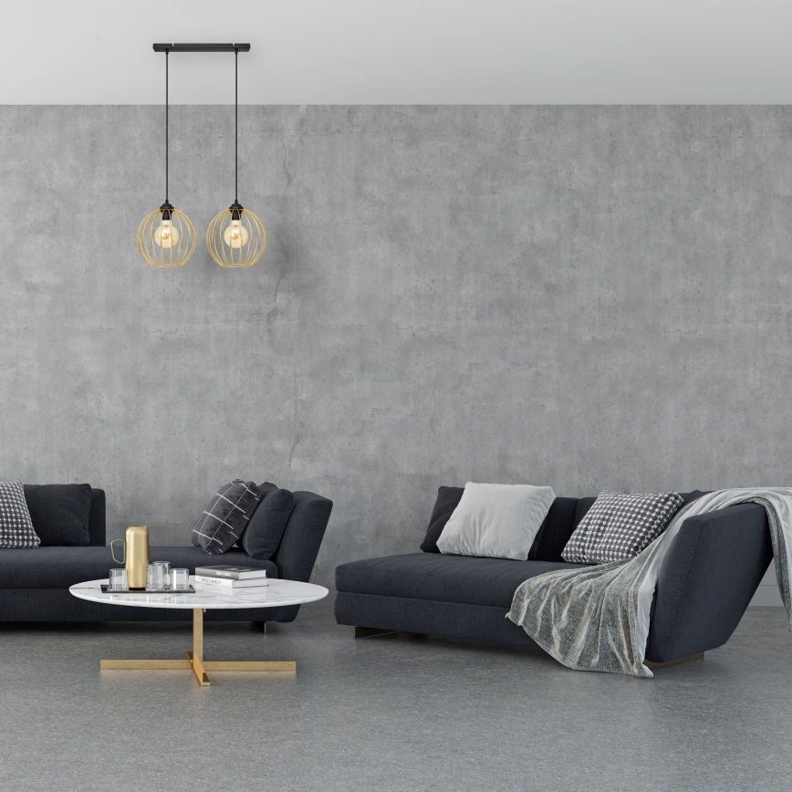 Lustra ar auklu MERCURE 2xE27/15W/230V zelta/melna
