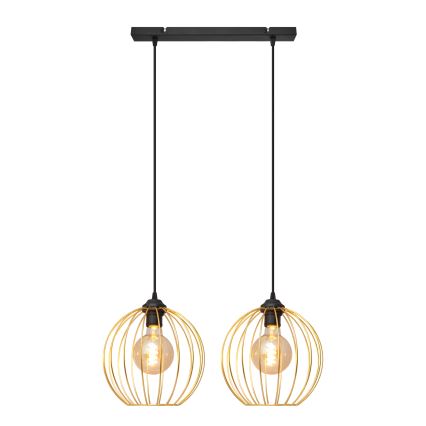 Lustra ar auklu MERCURE 2xE27/15W/230V zelta/melna