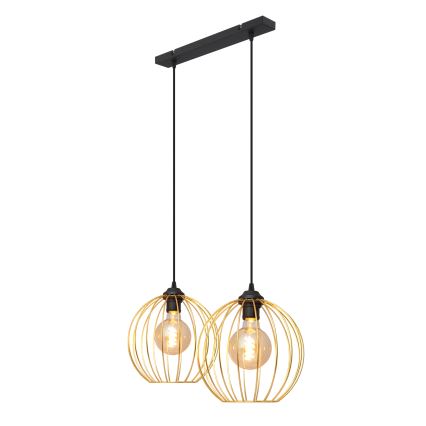 Lustra ar auklu MERCURE 2xE27/15W/230V zelta/melna