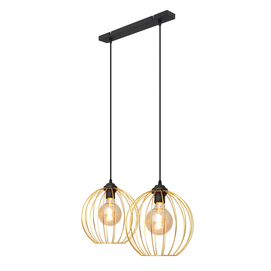 Lustra ar auklu MERCURE 2xE27/15W/230V zelta/melna