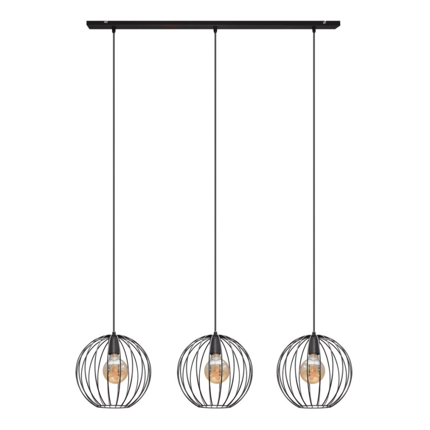 Lustra ar auklu MERCURE 3xE27/15W/230V melna