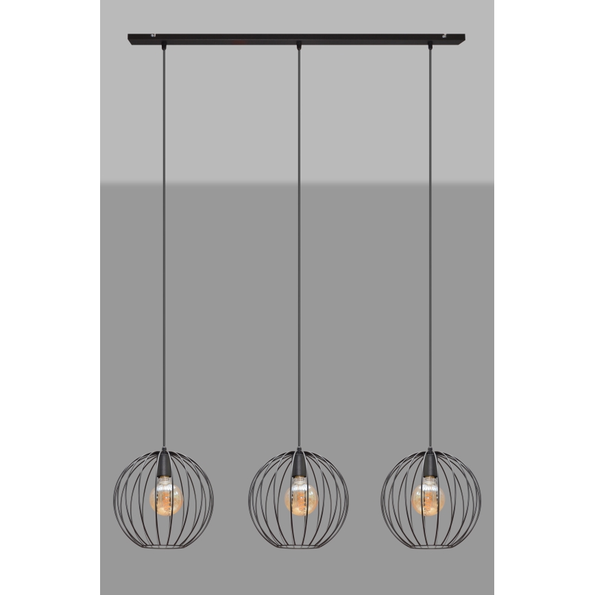 Lustra ar auklu MERCURE 3xE27/15W/230V melna