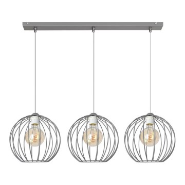 Lustra ar auklu MERCURE 3xE27/15W/230V pelēka