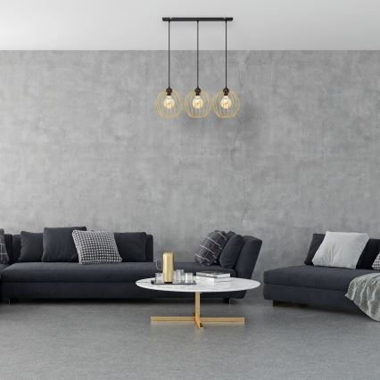 Lustra ar auklu MERCURE 3xE27/15W/230V zelta/melna